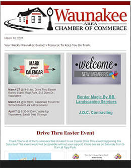 Sample image from the Waunakee Area Chamber of Commerce weekly Tracks newsletter